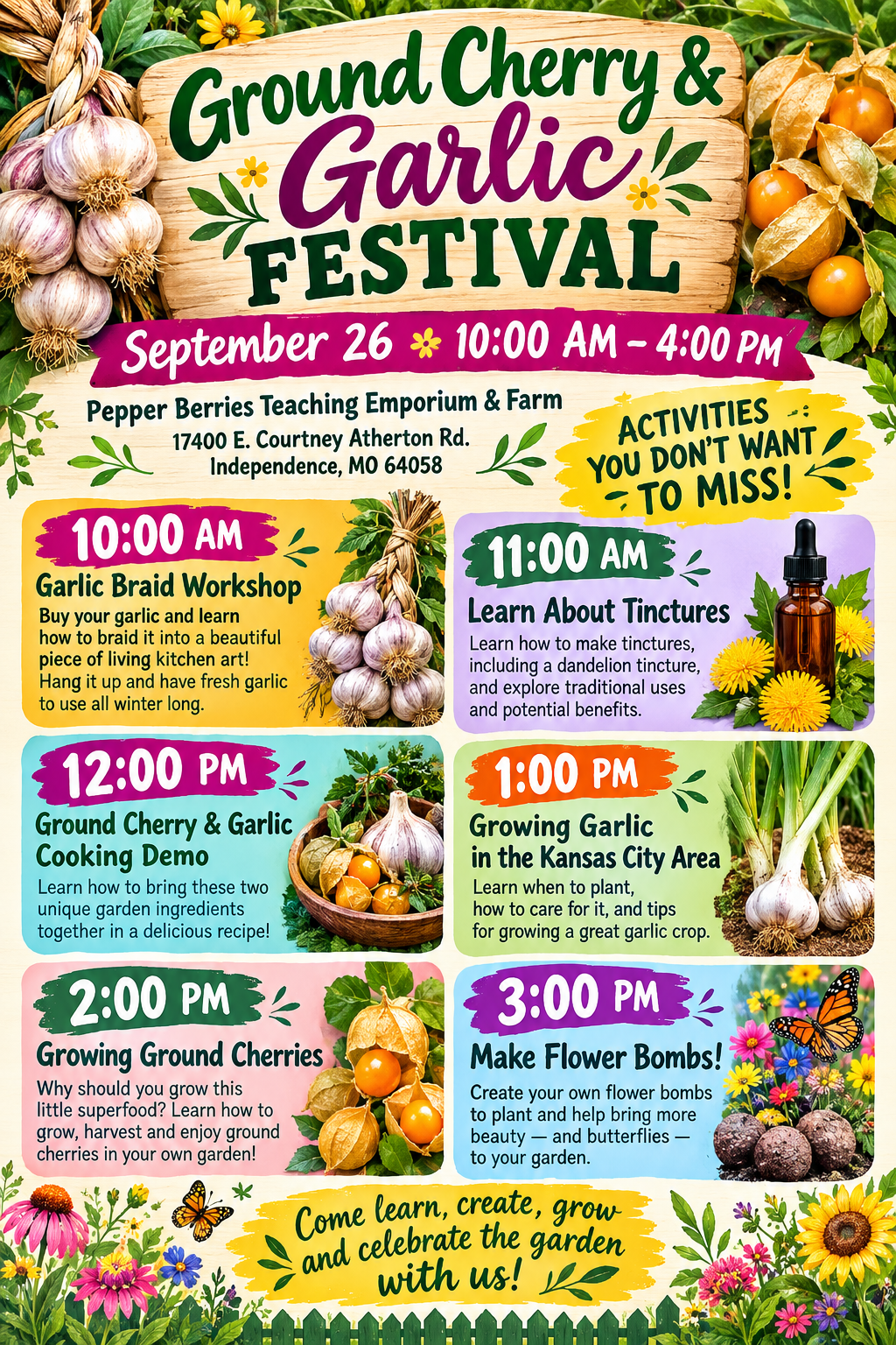 Schedule for the Garlic Festival